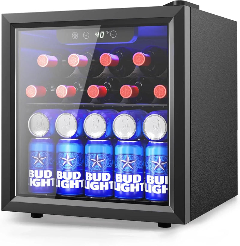 Beverage Refrigerator Cooler - 126 Can Mini Fridge with Glass Door for Soda Beer or Wine, Beverage Cooler for Home, Office, Bar with Adjustable Removable Shelves, Silver L2196