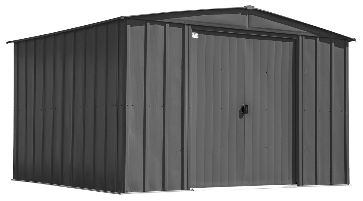 Classic Galvanized Steel Storage Shed, Charcoal, 10-ft x 12-ft