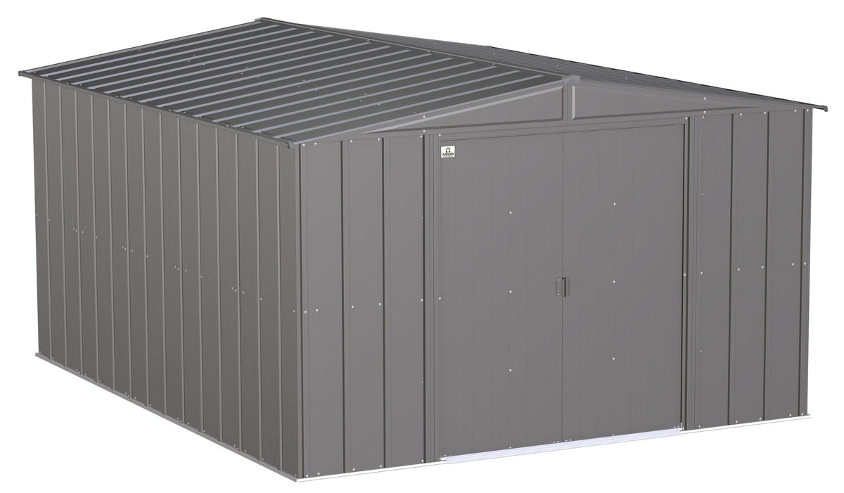 Classic Galvanized Steel Storage Shed, Charcoal, 10-ft x 12-ft