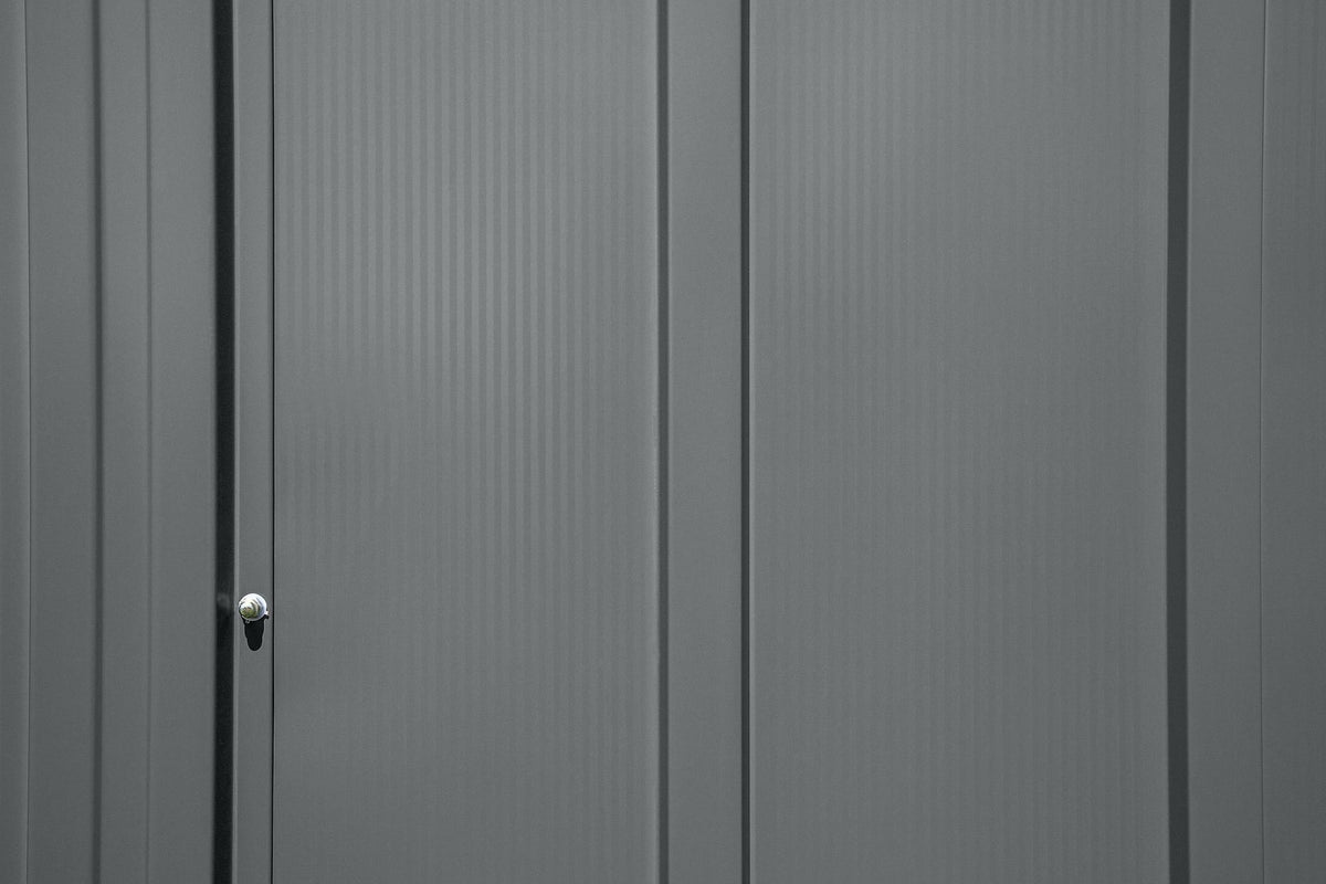 Classic Galvanized Steel Storage Shed, Charcoal, 10-ft x 12-ft