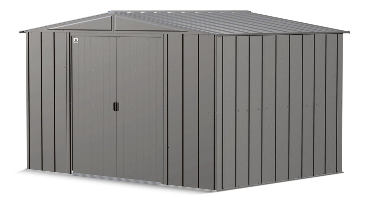 Classic Galvanized Steel Storage Shed, Charcoal, 10-ft x 8-ft