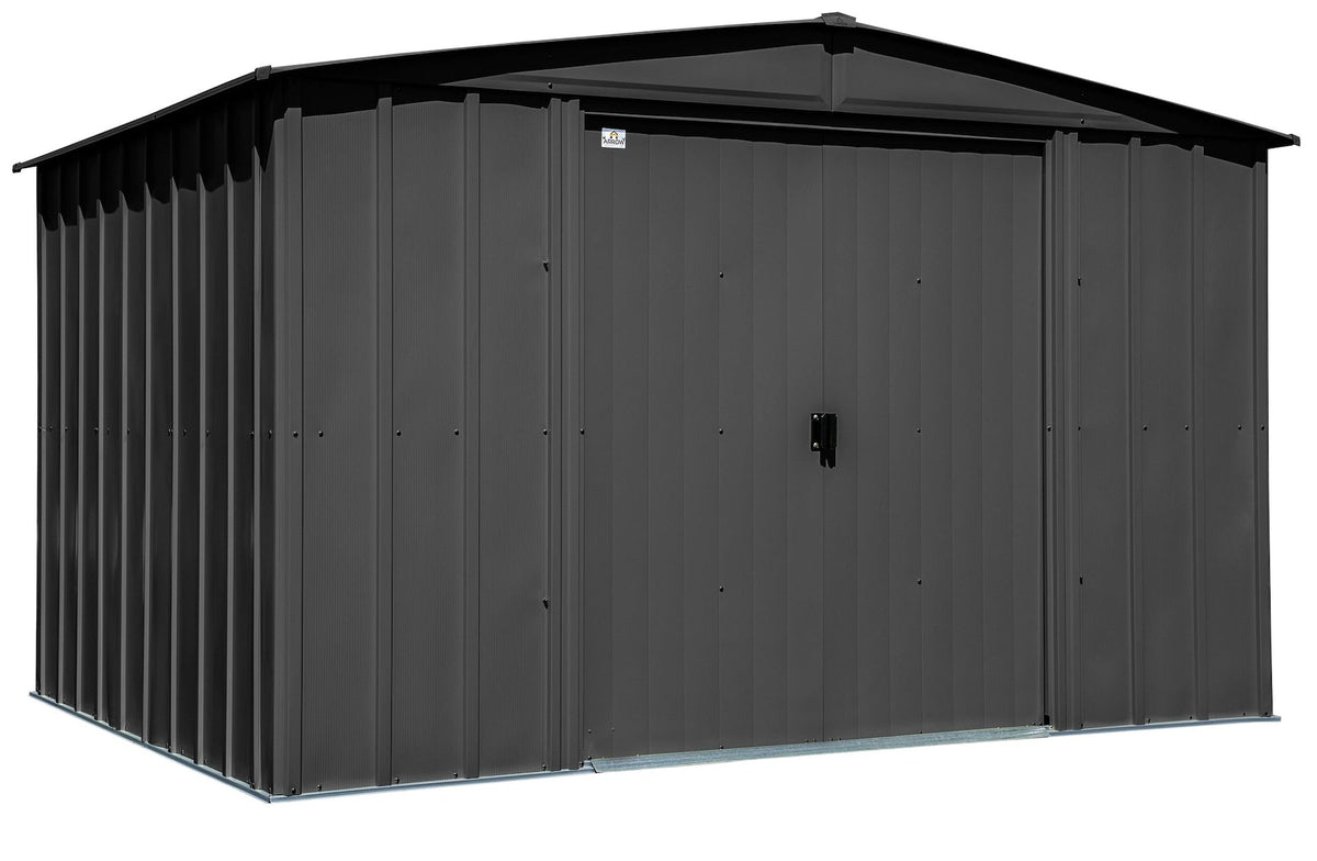 Classic Galvanized Steel Storage Shed, Charcoal, 10-ft x 8-ft