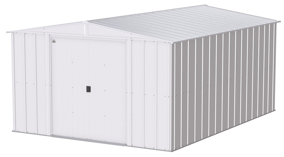 Classic Galvanized Steel Storage Shed, Flute Grey, 10-ft x 14-ft