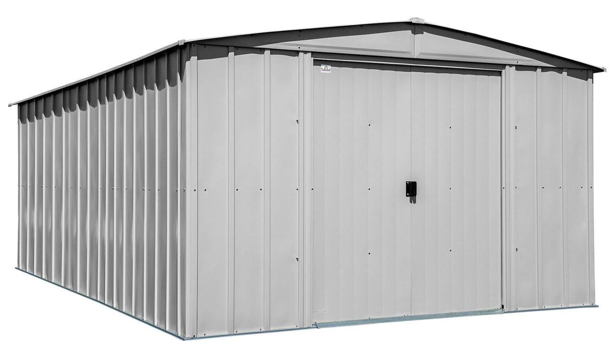 Classic Galvanized Steel Storage Shed, Flute Grey, 10-ft x 14-ft
