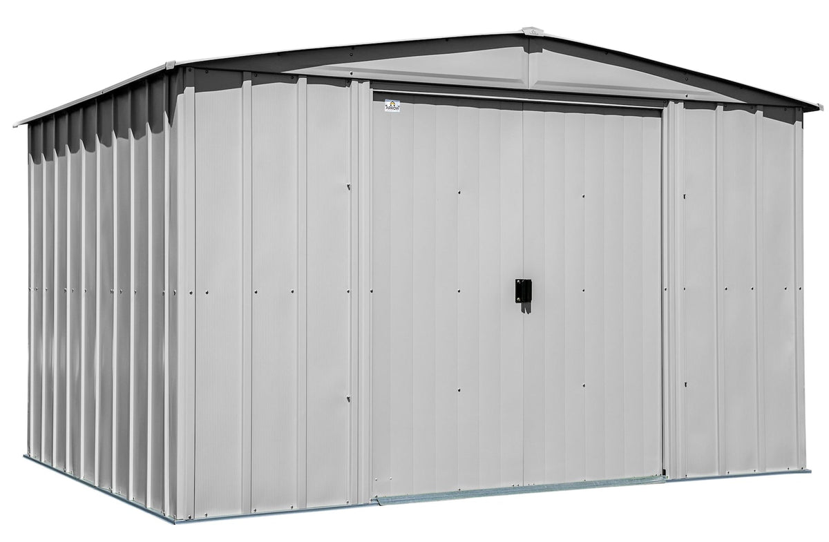 Classic Galvanized Steel Storage Shed, Flute Grey, 10-ft x 8-ft