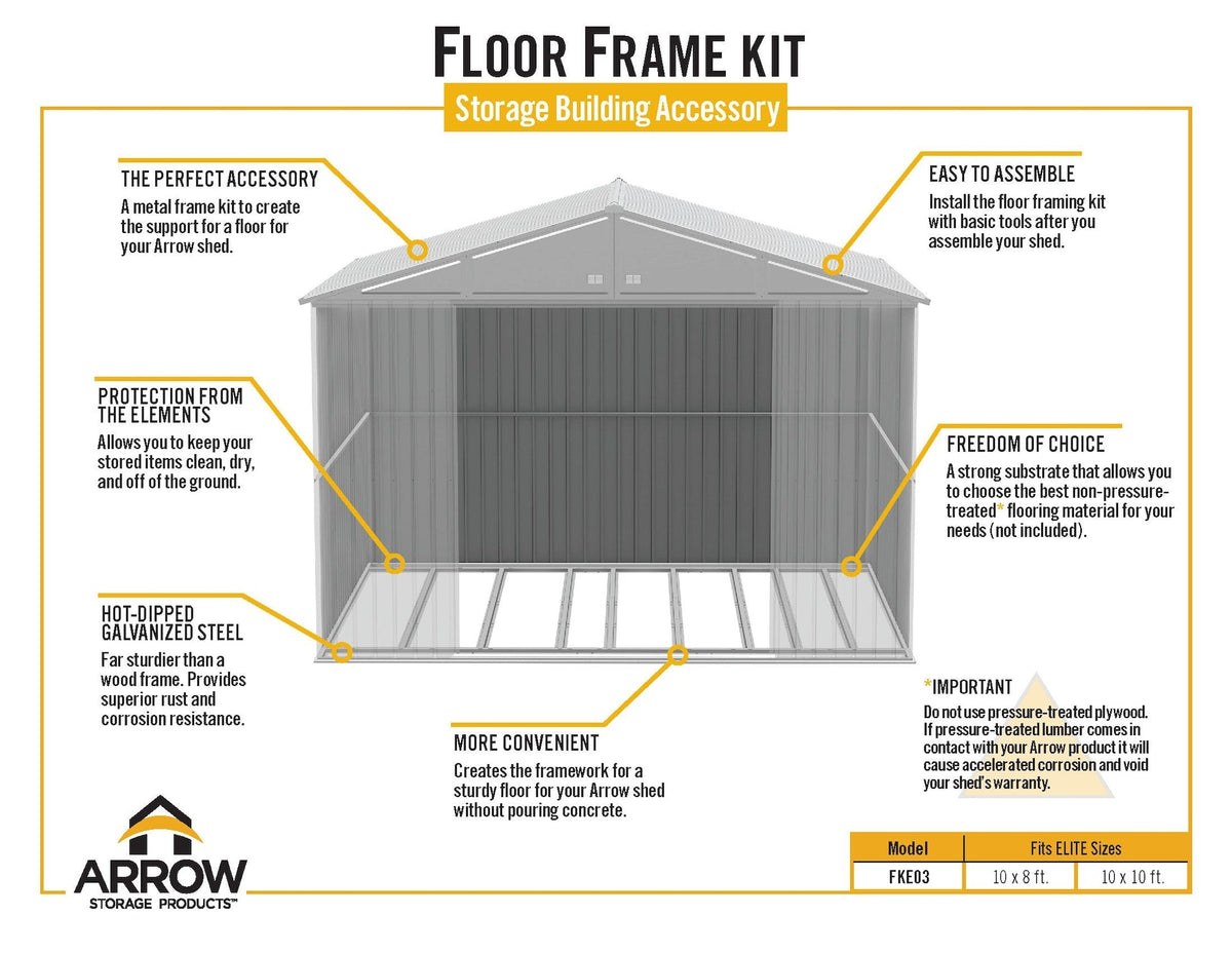 Floor Frame Kit for Arrow Elite 10x8-ft and 10x10-ft Sheds