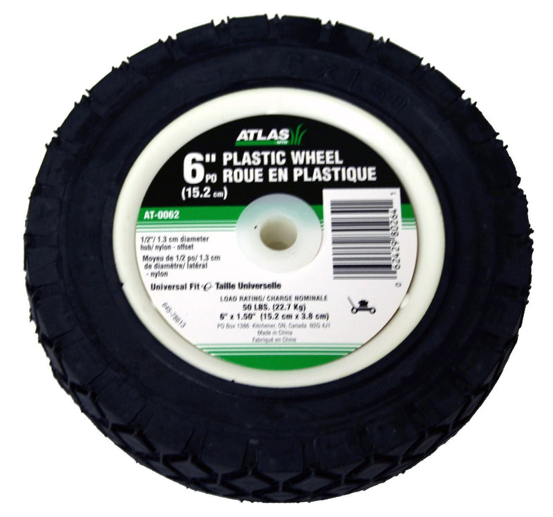 Lawn Mower Replacement Wheel, Wide Tread, 6-in x 1.5-in M3837