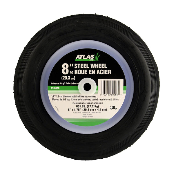 Steel Lawn Mower Replacement Wheel with Ball Bearings, 8-in x 1.5-in L1521