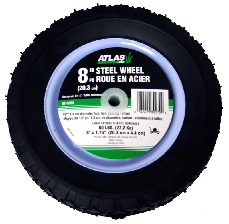 Steel Lawn Mower RePlacement Wheel with Ball Bearings, 8 in x 1.75-in R6015