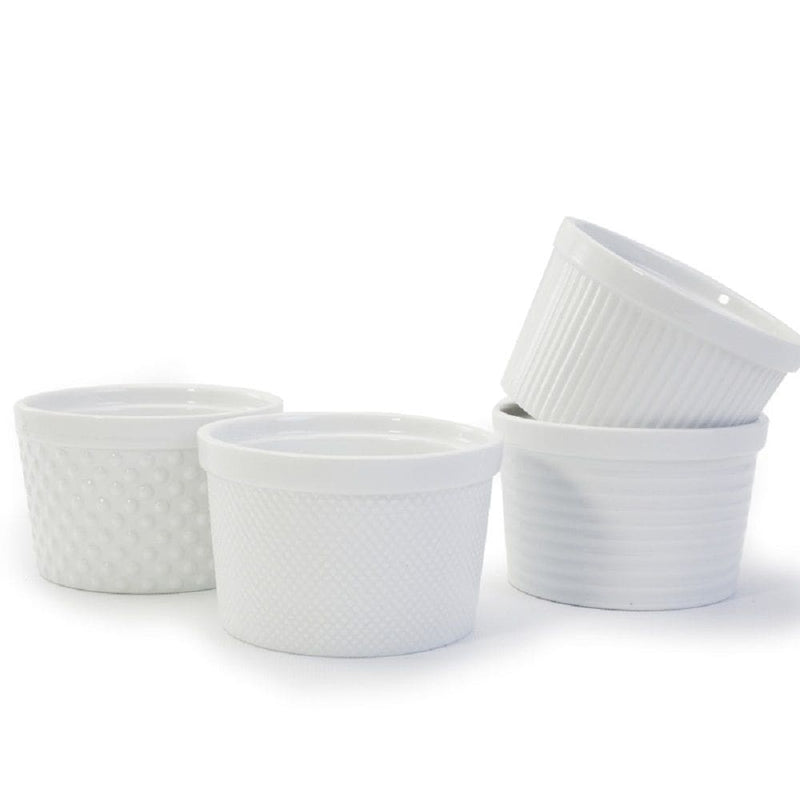 Textured Ramekin Set, 12-oz, White, 4-pc Q2906