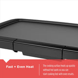 Family Sized Electric Griddle, Black, 20-in x 11-in