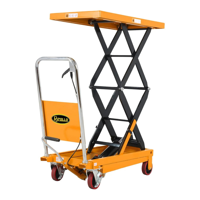 Hydraulic Lift Table Cart – 770 lbs Capacity, 51" Max Height, Double Scissor Lift with Safety Guard & 4 Wheels S3493