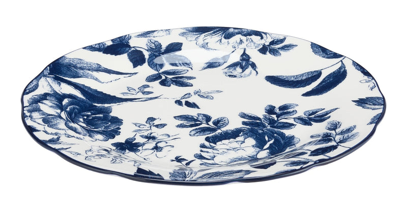 Augusta Stoneware Dinner Plate, 1-pc, White/Blue Floral Q3821