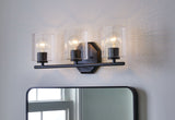 Bridgewater 3-Light Vanity Light Fixture with Rippled Glass Shade, Black