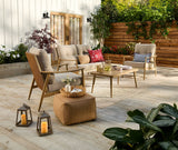 Elmvale Outdoor Patio Conversation Set with Rattan Back and Tufted Cushions, Tan, 4-pc