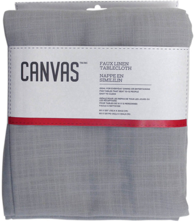 Faux Linen Rectangle Tablecloth, 60-in x 120-in, Light Grey E2007