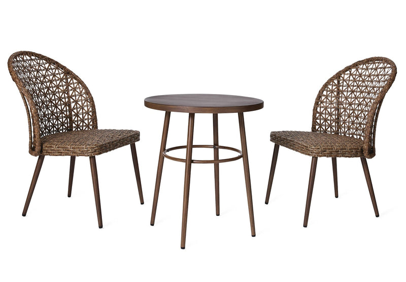 Grayling Wicker Outdoor Patio Chat Set with Padded Cushions, Brown, 3-pc W5562