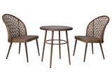 Grayling Wicker Outdoor Patio Chat Set with Padded Cushions, Brown, 3-pc