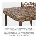 Grayling Wicker Outdoor Patio Chat Set with Padded Cushions, Brown, 3-pc