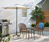 Grayling Wicker Outdoor Patio Chat Set with Padded Cushions, Brown, 3-pc