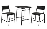 Kensington Outdoor Patio High Dining Set with Stone Table Top, Black, 3-pc