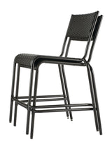 Kensington Outdoor Patio High Dining Set with Stone Table Top, Black, 3-pc