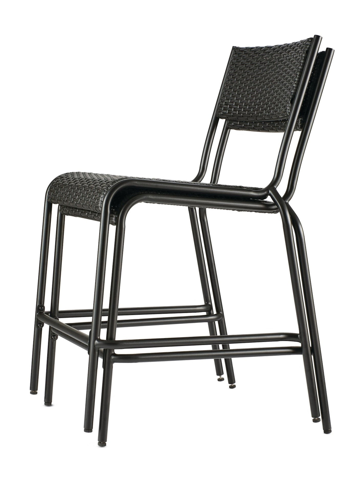 Kensington Outdoor Patio High Dining Set with Stone Table Top, Black, 3-pc