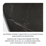 Kensington Outdoor Patio High Dining Set with Stone Table Top, Black, 3-pc