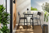 Kensington Outdoor Patio High Dining Set with Stone Table Top, Black, 3-pc
