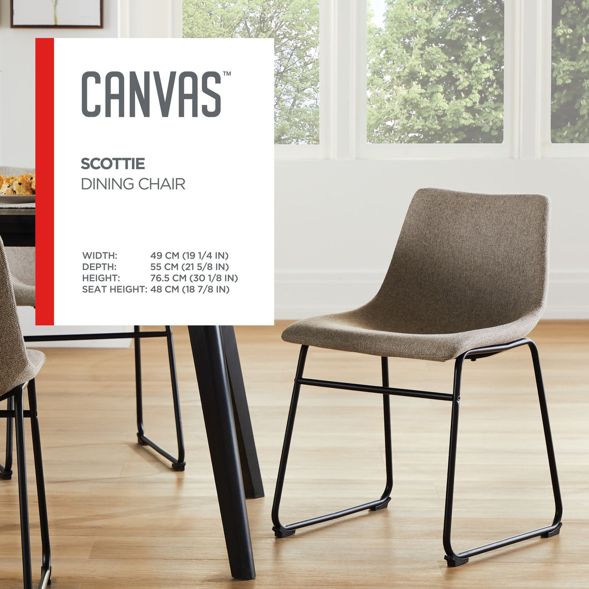 Scottie Modern Fabric Dining Chair, Dark Grey