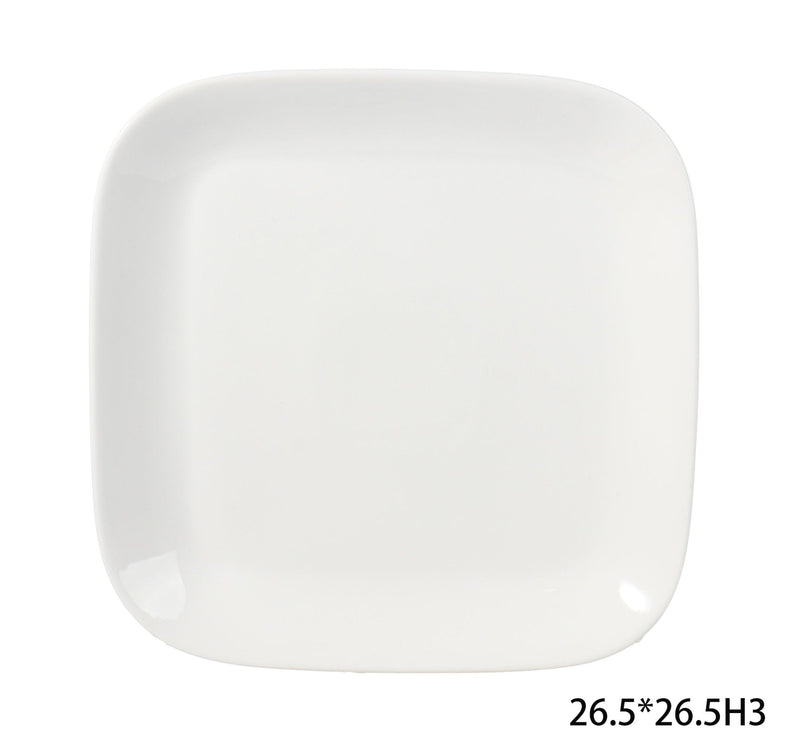 Square Stoneware Dinner Plate, 10-in, White S7546