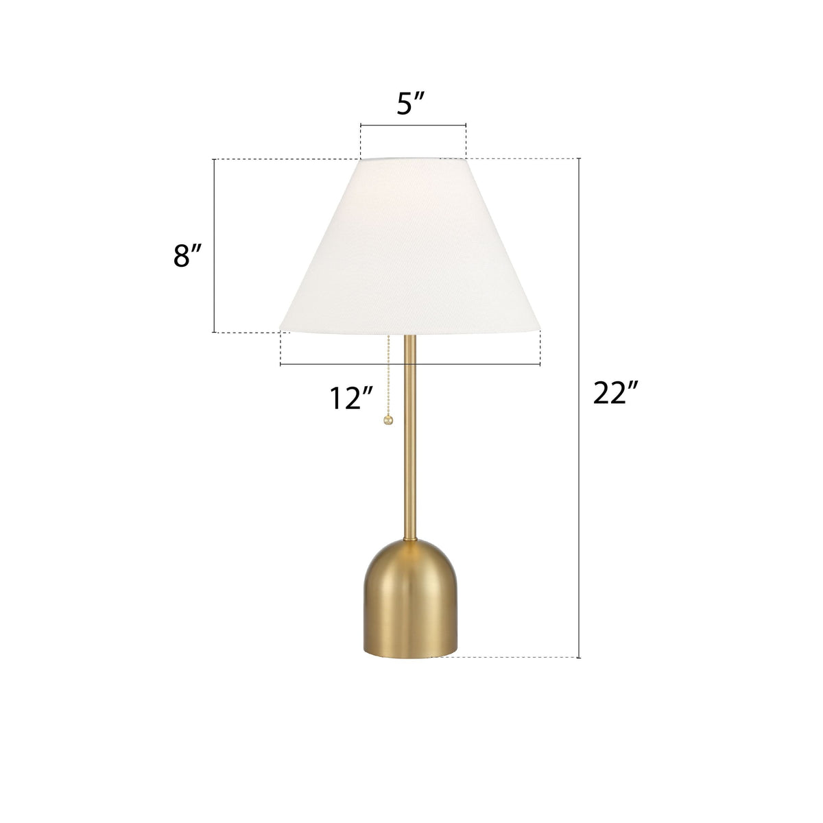 White Linen Cone Shade Table Lamp, 22-in, Antique Brass