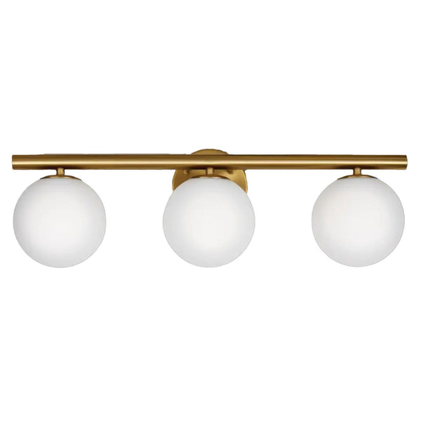 Winslow 3-Light Vanity Light Fixture with Opal Glass Shades, Brushed Gold H6780