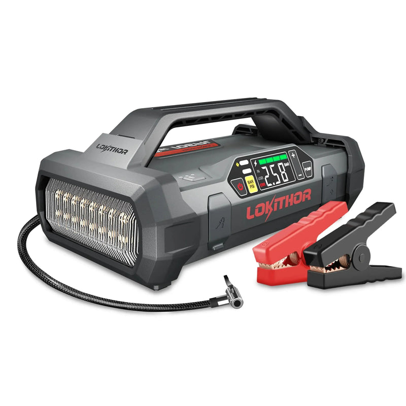 Starter with Air Compressor, 1500Amp 12V Portable Car Battery Booster Pack for Upto 7.0L Gas or 4.5L Diesel, 150 PSI Tire Inflator with Digital Screen, 24 Months Ultra-Long Standby O6086
