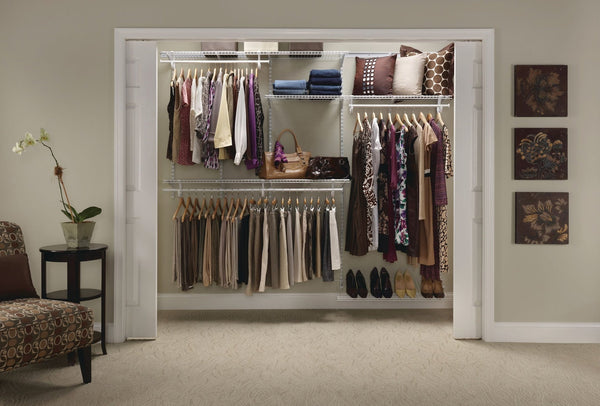 Wire Shelf Track Closet Organizer Kit, White, 5 x 8-ft J2008