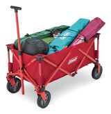Outdoor Collapsible Folding Utility Wagon with Brake & Carry Bag, Red, 220-lb (100-kg) Capacity