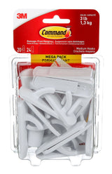 Medium Hooks Mega Pack with Adhesive Strips, White, 3-lbs, 20 Hooks/Pack