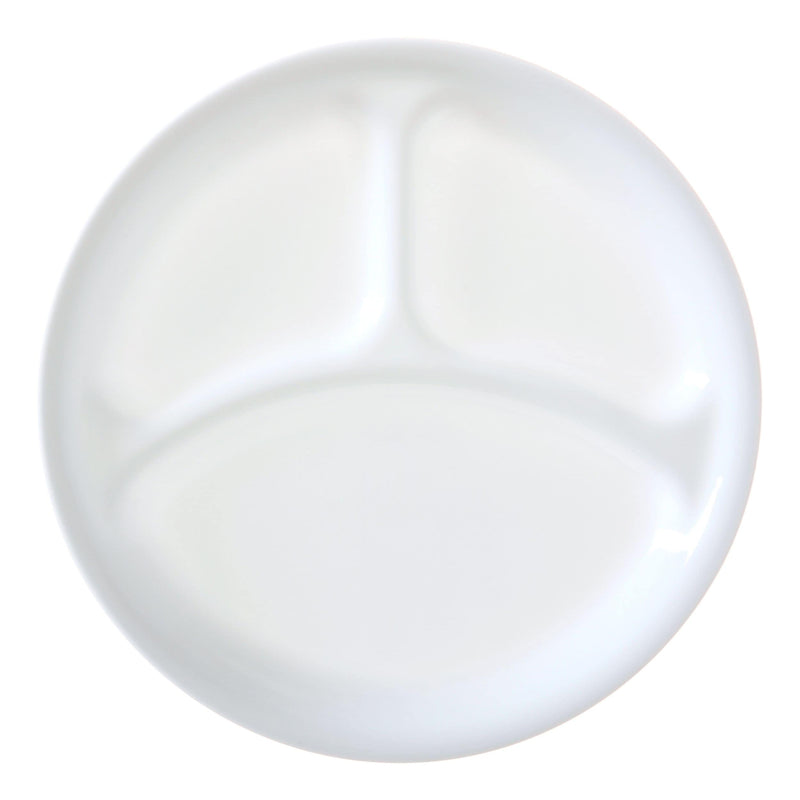Glass Divided Dinner Plate, 10.25-in, White Z774