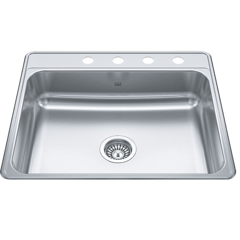 Drop-In Single 4-Hole Stainless Steel Sink, 22x25-in X1727