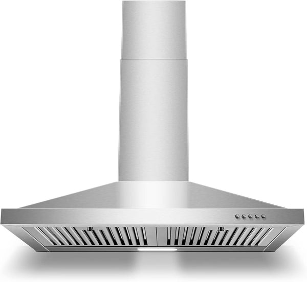 30-inch Wall Mount Range Hood 450CFM - Stainless Steel Kitchen Vent Hood, Ultra Quiet 55dB, Ducted/Ductless Convertible, 3-Speed + LED Light,... W117