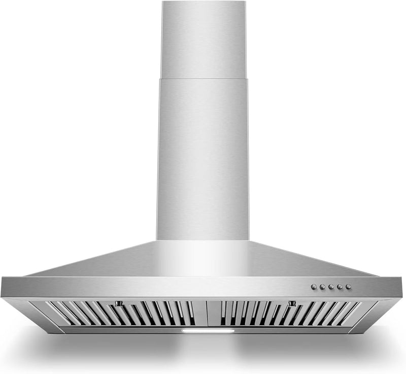 30-inch Wall Mount Range Hood 450CFM - Stainless Steel Kitchen Vent Hood, Ultra Quiet 55dB, Ducted/Ductless Convertible, 3-Speed + LED Light,... W117