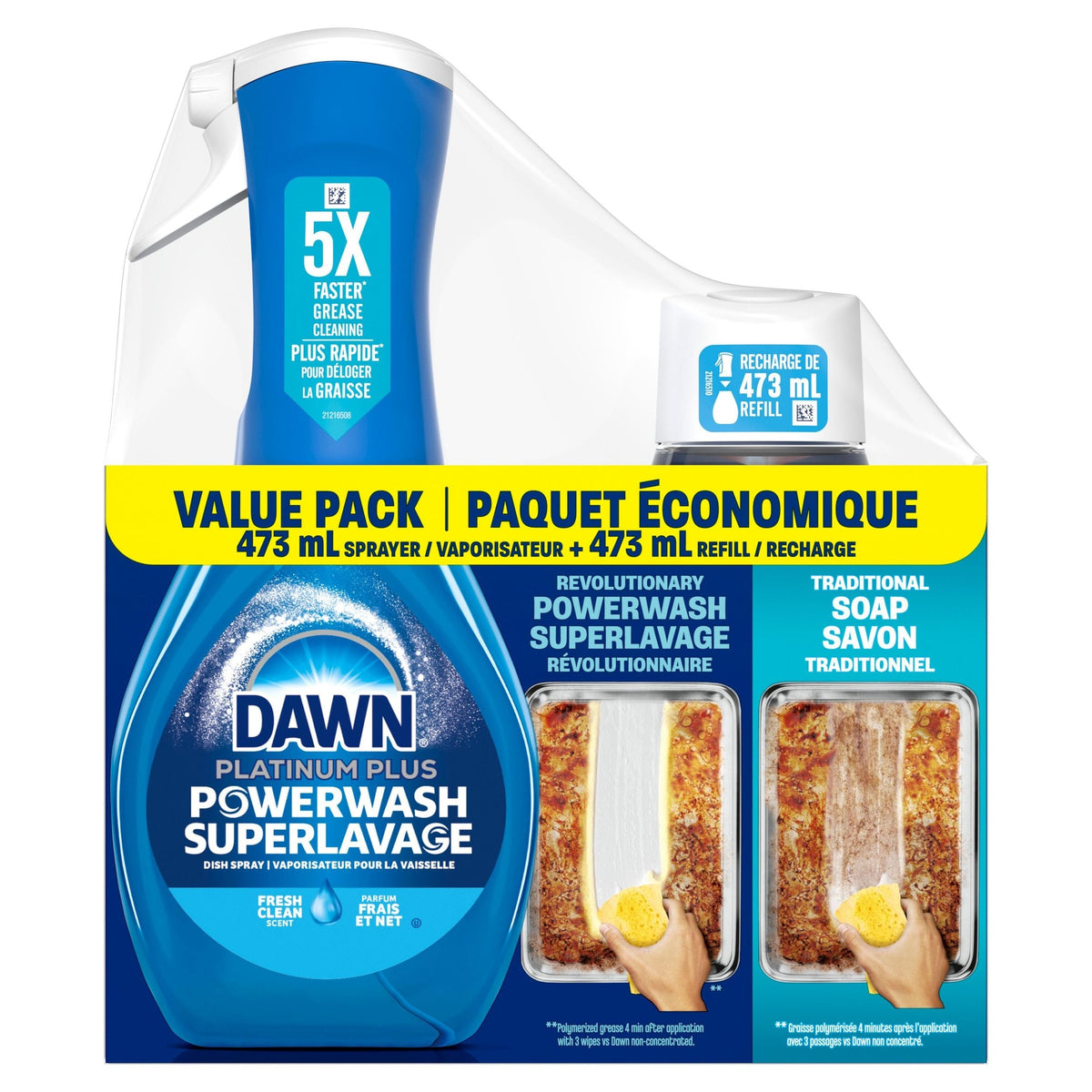 Platinum Powerwash Dish Spray, Fresh Scent Bundle, 1 Starter-Kit