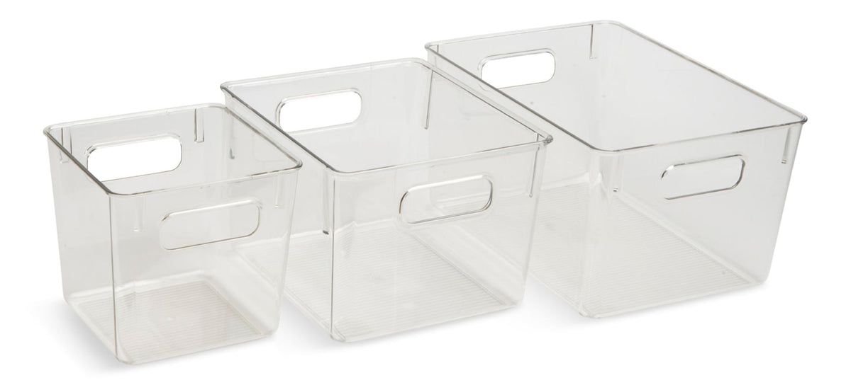 Multi-Size Clear Storage Bin Set, 3-pc