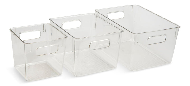 Multi-Size Clear Storage Bin Set, 3-pc A6446
