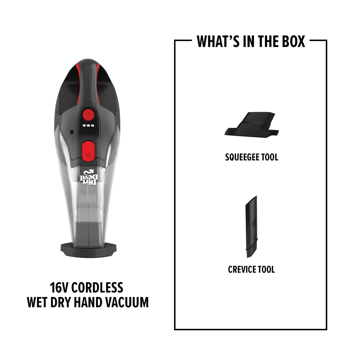16V Wet-Dry Cordless Hand Vacuum with Squeegee
