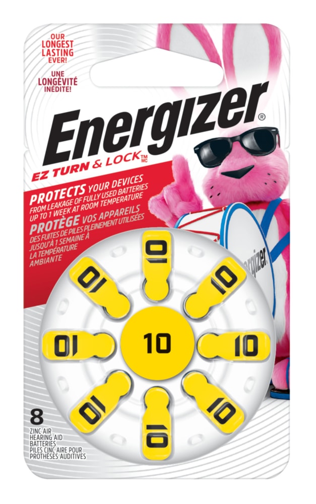 8-pk Size AZ10 1.4V / 1.4 Volt Zinc Hearing Aid Batteries, EZ Turn Lock P2248