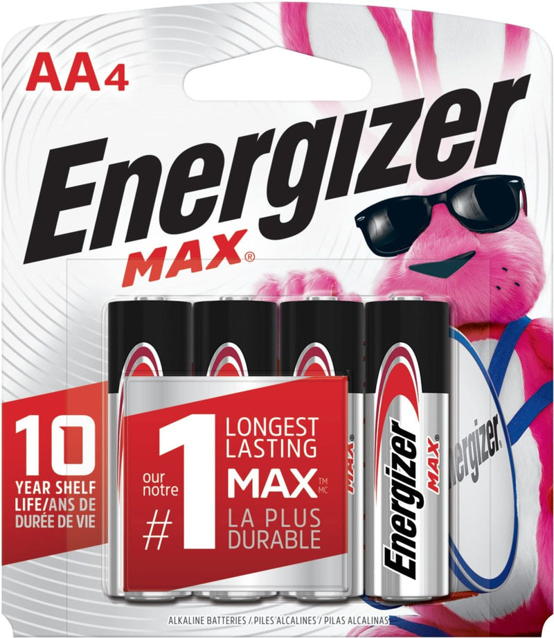Max 4-pk AA Alkaline Batteries, Long Lasting, All Purpose H4639
