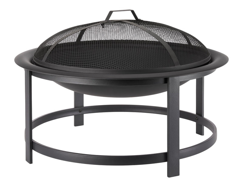Macaulay Round Outdoor Wood Firepit, 29-1/2-in, Black E3855
