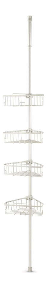 Rust-Resistant Adjustable Basket Tension Pole Shower Caddy, Nickel, 108-in x 11-in x 9-in