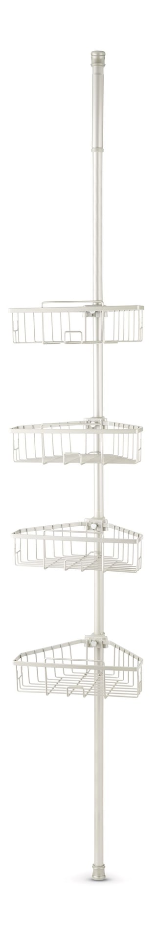 Rust-Resistant Adjustable Basket Tension Pole Shower Caddy, Nickel, 108-in x 11-in x 9-in F1227